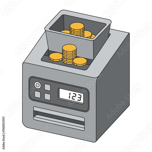 Coin Counter Machine with Gold Coins Inside.