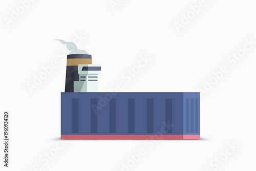 a cartoon cargo ship as a container