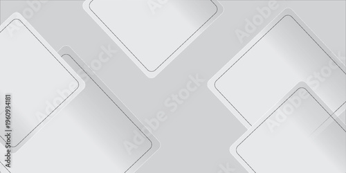 Abstract white and light gray modern soft luxury texture with geometric shape overlap layer. Smooth and clean vector subtle background illustration.