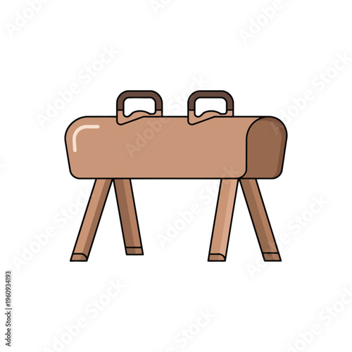 Gymnastics pommel horse equipment illustration isolated on plain white background
