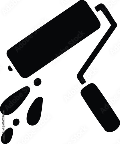 Paint Roller Splash Effect Icon Painting Tool Symbol