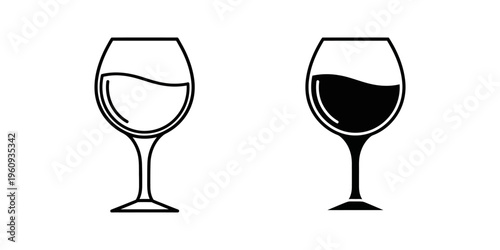 two wine glasses with red and white wine vector illustration flat design