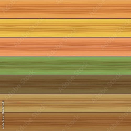 wooden planks in various colors front view