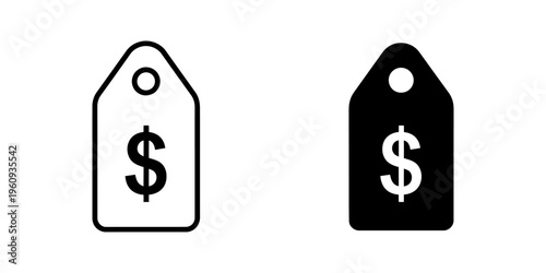 minimalist price tag icons with dollar sign flat design vector illustration
