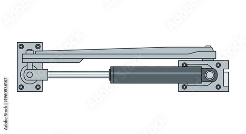 Linear Actuator Mechanical Device Technical Illustration.