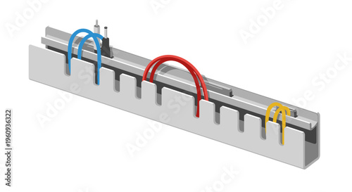 Electrical Circuit Breaker Panel with Colored Wires.