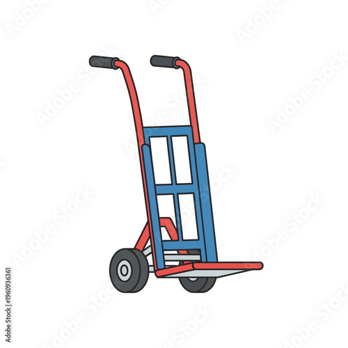 Red and Blue Hand Truck Illustration.