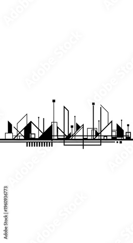 Abstract Geometric City Skyline Silhouette Minimalist Vector Illustration
