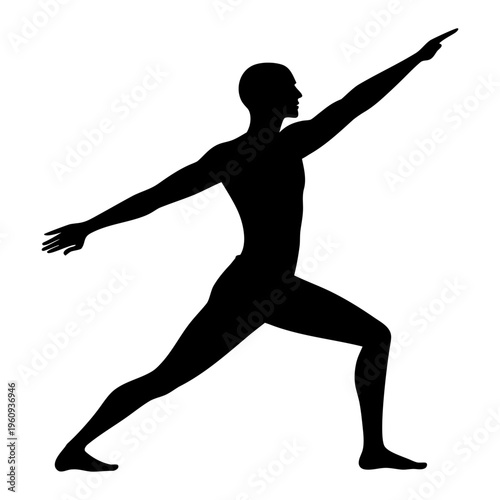 vector silhouette of a man walking sideways isolated on white background