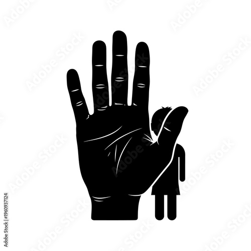 Black hand with fingers spread apart.