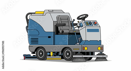 Industrial Floor Cleaning Machine in Operation.