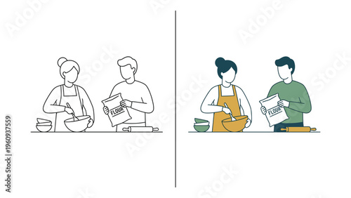 People Sitting and Working on Laptops in Minimalist Style