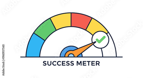A colorful success meter graphic with a green checkmark.