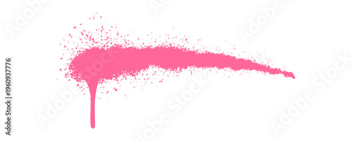 Curved Pink Aerosol Spray Paint Brush Line with Realistic Drips and Raw Graffiti Vandal Texture.