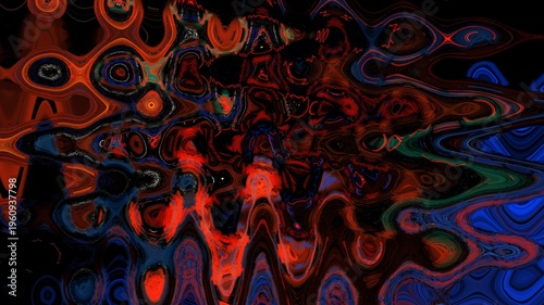 A vibrant color structure in red and a further pulsating abstract background with pulsating dynamic lines.
