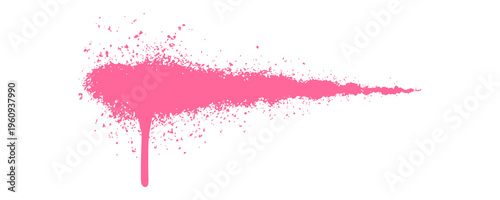 Pink Aerosol Paint Brush Line with Distinct Drips and Gritty Urban Splatter for Edgy Graphic Design.