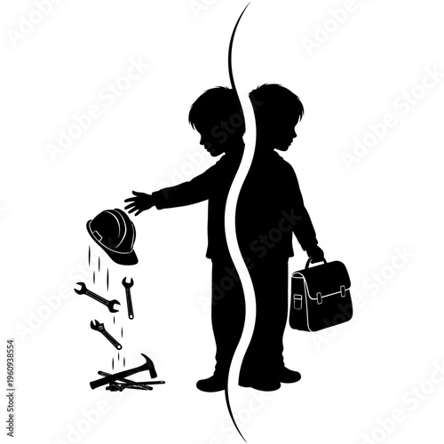 Silhouette of two boys contrasted.