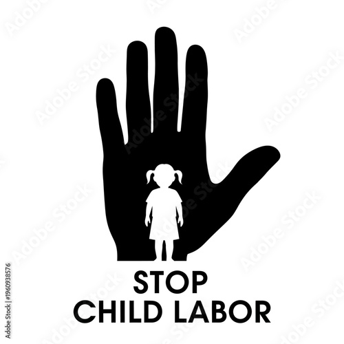 Stop Child Labor Awareness Symbol.