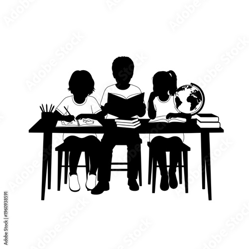 Students sitting at a desk.