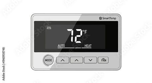 Modern Digital Thermostat Control Panel Display.