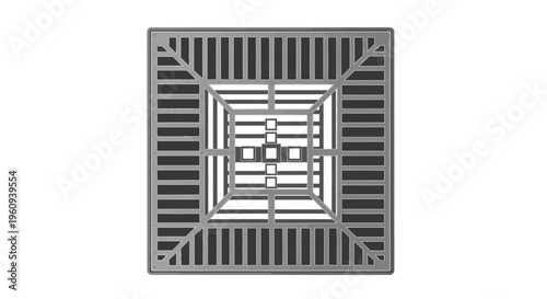 Metal Manhole Cover with Geometric Pattern.