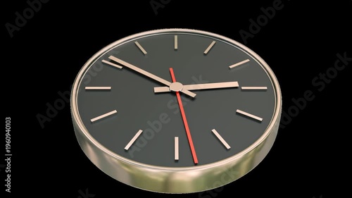 Animazione orologio accelerato, rendering 3d su sfondo trasparente, concetto del tempo che passa velocemente