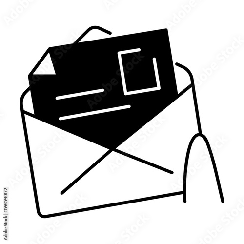A drawing style icon representing open mail
