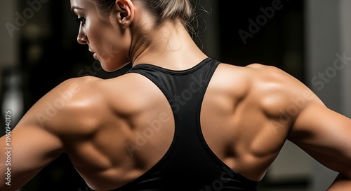 Muscular Womans Back - Strength, Fitness, and Determination.