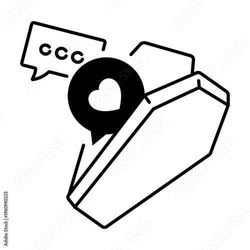 A drawing style icon representing open mail
