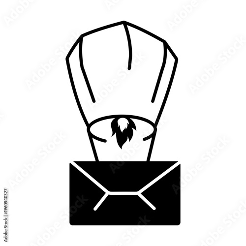 A drawing style icon representing open mail
