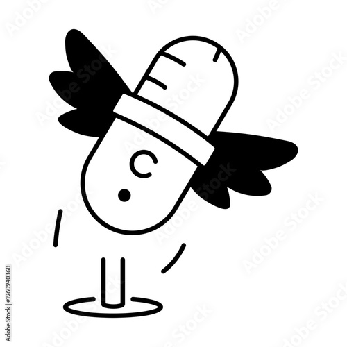 A drawing style icon representing open mail
