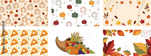 Autumn leaves, fall patterns, seasonal textures, vector backgrounds