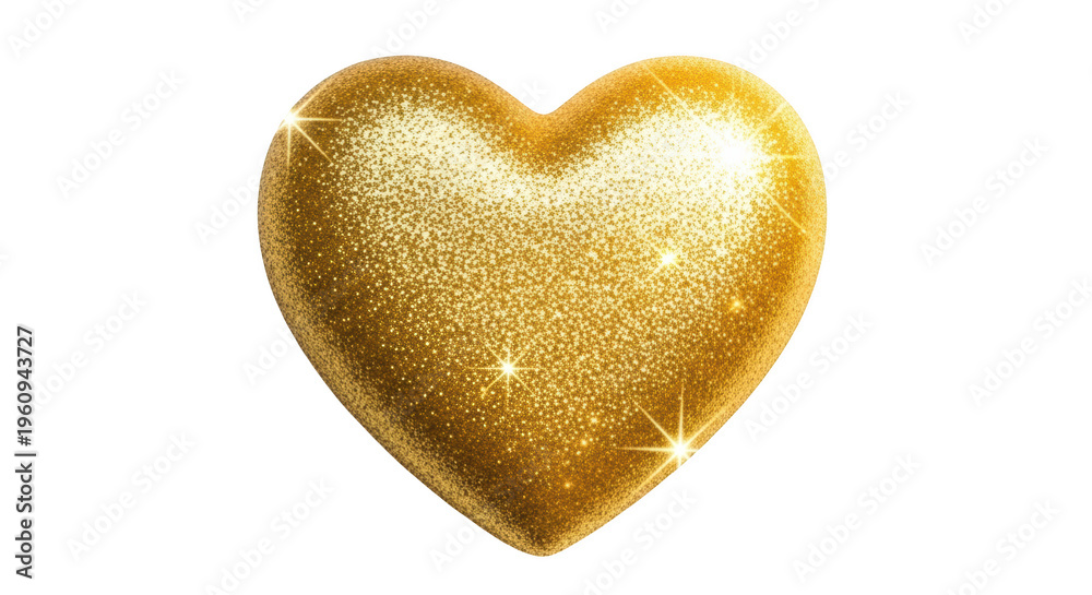 Obraz premium A beautiful, sparkling golden heart shape isolated on transparent background