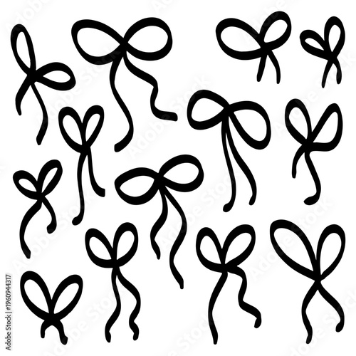 Vector illustration. Seamless pattern with many bows and knots.	
