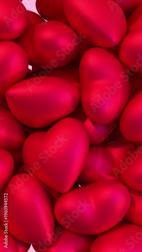 Happy birthday congratulation video with cake and red love hearts. Anniversary celebration loop animation