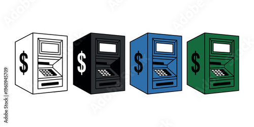 Colored atm machines with dollar signs automated teller machine cash machine money machine bank machine
