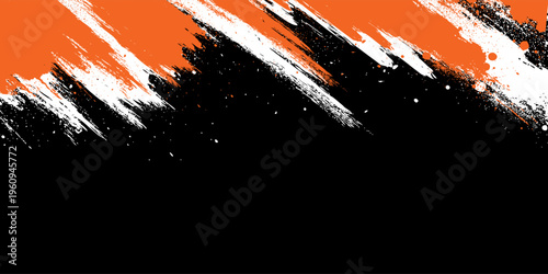 orange black brush Car sticker wrap pattern banner abstract sporty lines black orange color combination grunge brush pattern motorsport vector design.