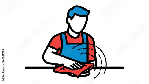 Image: Cleaning Action: Depicting a focused individual, actively engaged in a cleaning task, wiping a surface with a cloth. This image symbolizes meticulousness and the process of sanitization.