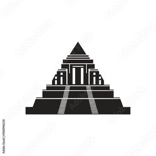 Ancient Mayan Pyramid Temple Icon Vector Illustration