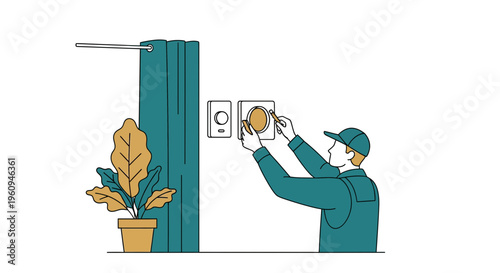 Man installing light bulb in house.