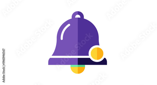 Purple Bell Icon With Yellow Clapper.