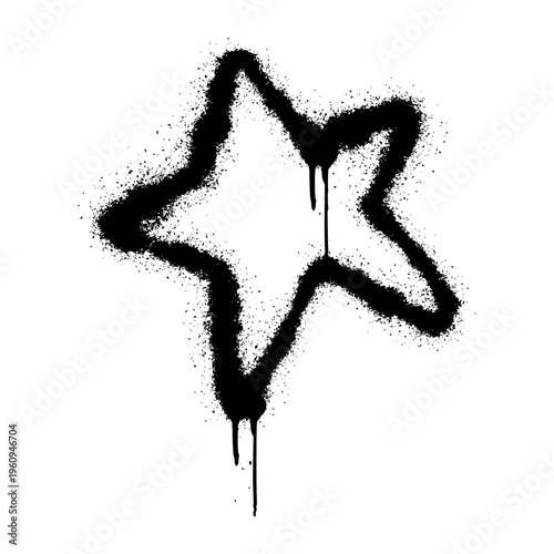 Single Star Graffiti Symbol Made with Black Spray Paint Featuring Raw Drips and Urban Vandal Aesthetic.