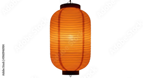 Traditional japanese orange paper lantern isolated on transparent background