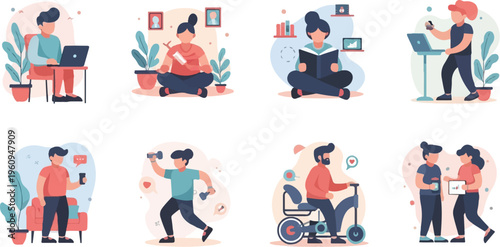 Digital lifestyle collage work, relax, fitness, and connection