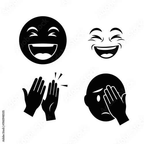 Black and white emoticon face symbols.