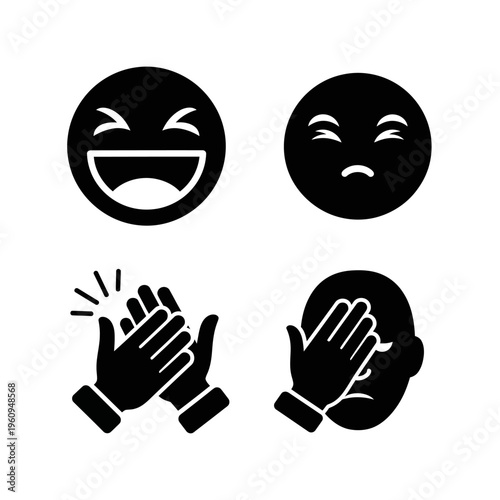 Black and white emoticon hand symbols.