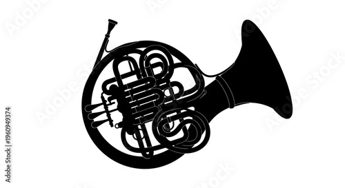 French horn silhouette musical instrument
