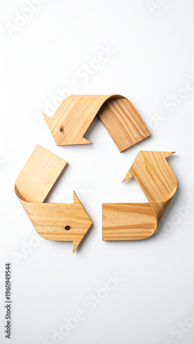 Nachhaltiges Recycling Symbol aus Holz