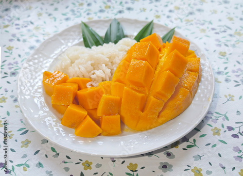 Delicious Thai mango sticky rice, a popular dessert loved worldwide.