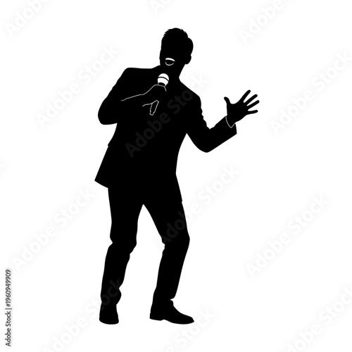 Man singing into a microphone.